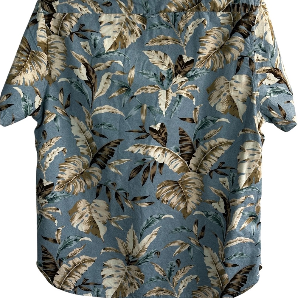 Denim & Flower Ricky Singh Blue Tropical Leaf Button Up Shirt Men’s XL - Picture 4 of 15
